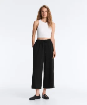 Pantalon court à jambes larges et toucher Soft Touch avec modal