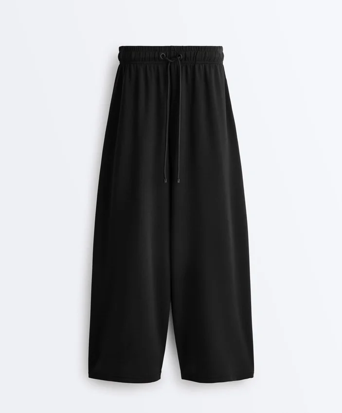 Pantalon court à jambes larges et toucher Soft Touch avec modal Pantalon court à jambes larges et toucher Soft Touch avec modal