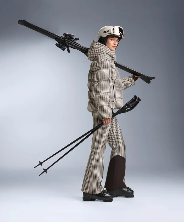 Pantalon de ski stretch évasé à taille haute, imprimé et résistant à l’eau Pantalon de ski stretch évasé à taille haute, imprimé et résistant à l’eau