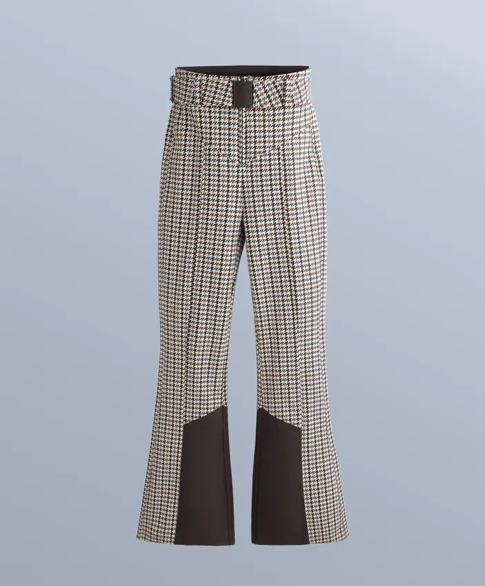 Pantalon de ski stretch évasé à taille haute, imprimé et résistant à l’eau Pantalon de ski stretch évasé à taille haute, imprimé et résistant à l’eau