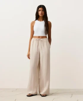 Pantalon droit 100 % lin