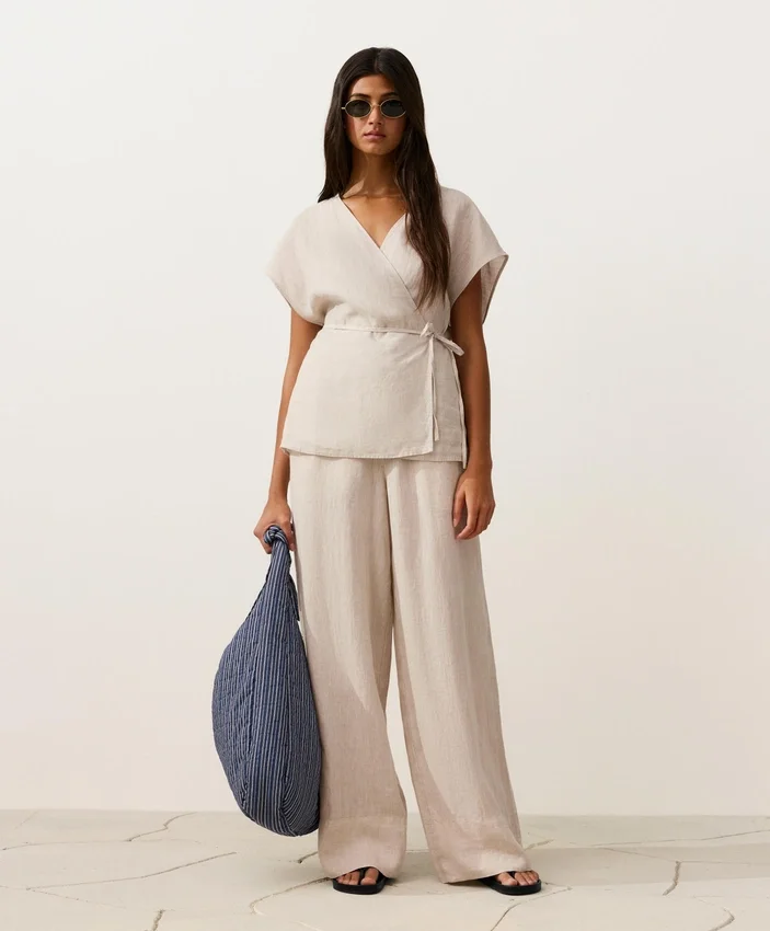Pantalon droit 100 % lin Pantalon droit 100 % lin
