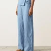 Pantalon droit 100 % lin avec ourlet retourné Pantalon droit 100 % lin avec ourlet retourné