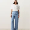 Pantalon droit 100 % lin avec ourlet retourné Pantalon droit 100 % lin avec ourlet retourné