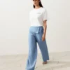 Pantalon droit 100 % lin avec ourlet retourné Pantalon droit 100 % lin avec ourlet retourné