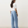 Pantalon droit 100 % lin avec ourlet retourné Pantalon droit 100 % lin avec ourlet retourné