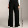 Pantalon droit avec boutons et bord-côte en modal Soft Touch Pantalon droit avec boutons et bord-côte en modal Soft Touch