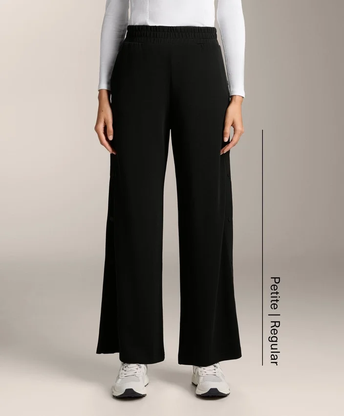 Pantalon droit avec boutons et bord-côte en modal Soft Touch Pantalon droit avec boutons et bord-côte en modal Soft Touch