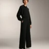 Pantalon droit avec boutons et bord-côte en modal Soft Touch Pantalon droit avec boutons et bord-côte en modal Soft Touch