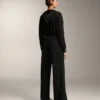 Pantalon droit avec boutons et bord-côte en modal Soft Touch Pantalon droit avec boutons et bord-côte en modal Soft Touch