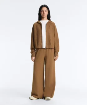 Pantalon droit avec structure tricotée sur les côtés