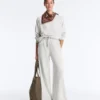 Pantalon droit en coton chiné Pantalon droit en coton chiné