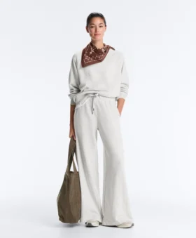Pantalon droit en coton chiné