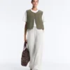 Pantalon droit en coton chiné Pantalon droit en coton chiné
