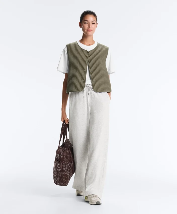 Pantalon droit en coton chiné Pantalon droit en coton chiné