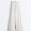 Pantalon droit en coton chiné Pantalon droit en coton chiné