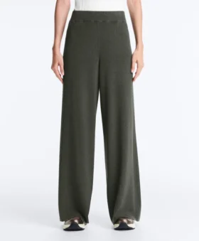 Pantalon droit en maille côtelée