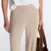 Pantalon droit en maille côtelée Pantalon droit en maille côtelée
