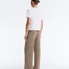 Pantalon droit en maille côtelée Pantalon droit en maille côtelée