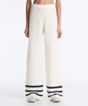 Pantalon droit en maille ondulée