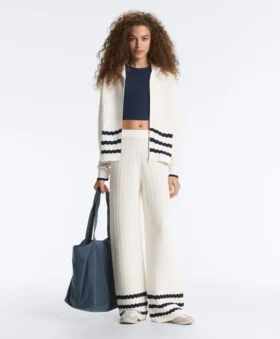 Pantalon droit en maille ondulée