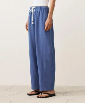 Pantalon droit en mélange de lyocell et 24 % de lin