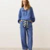 Pantalon droit en mélange de lyocell et 24 % de lin Pantalon droit en mélange de lyocell et 24 % de lin