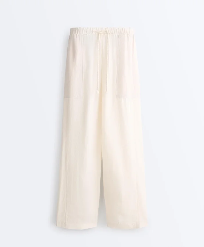 Pantalon droit en mélange de lyocell et 24 % de lin Pantalon droit en mélange de lyocell et 24 % de lin