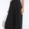 Pantalon droit en mélange de modal avec plis sur les côtés Pantalon droit en mélange de modal avec plis sur les côtés