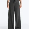Pantalon droit en molleton de coton mélangé
