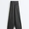Pantalon droit en molleton de coton mélangé
