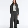 Pantalon droit en molleton de coton mélangé