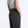 Pantalon droit en molleton de coton mélangé