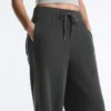Pantalon droit en molleton de coton mélangé