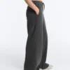 Pantalon droit en molleton de coton mélangé