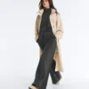 Pantalon droit en molleton de coton mélangé