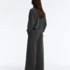 Pantalon droit en molleton de coton mélangé