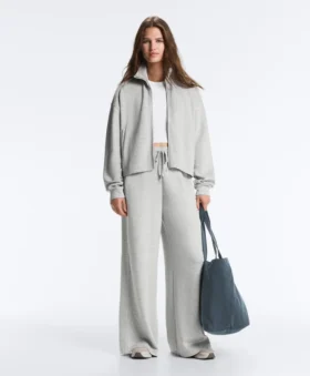 Pantalon droit en piqué chiné