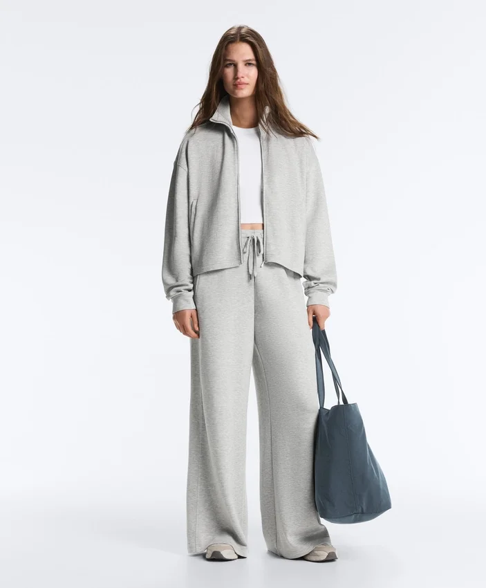 Pantalon droit en piqué chiné Pantalon droit en piqué chiné