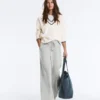 Pantalon droit en piqué chiné Pantalon droit en piqué chiné