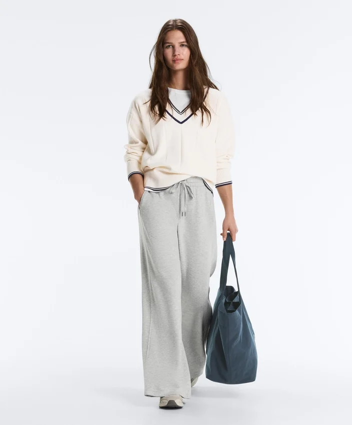 Pantalon droit en piqué chiné Pantalon droit en piqué chiné
