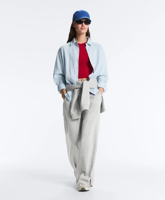 Pantalon droit en piqué chiné Pantalon droit en piqué chiné