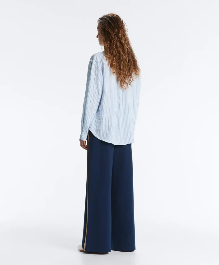 Pantalon droit en sergé avec bande latérale Pantalon droit en sergé avec bande latérale