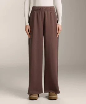 Pantalon droit à jambes larges en modal brossé