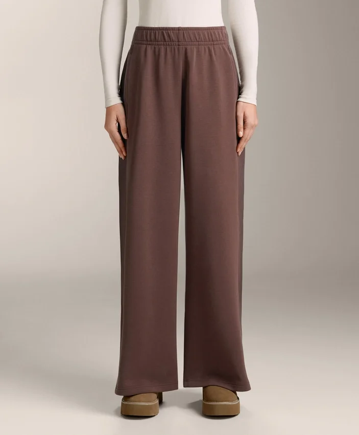 Pantalon droit à jambes larges en modal brossé Pantalon droit à jambes larges en modal brossé