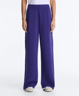 Pantalon droit à jambes larges en modal brossé
