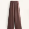 Pantalon droit à jambes larges en modal brossé Pantalon droit à jambes larges en modal brossé