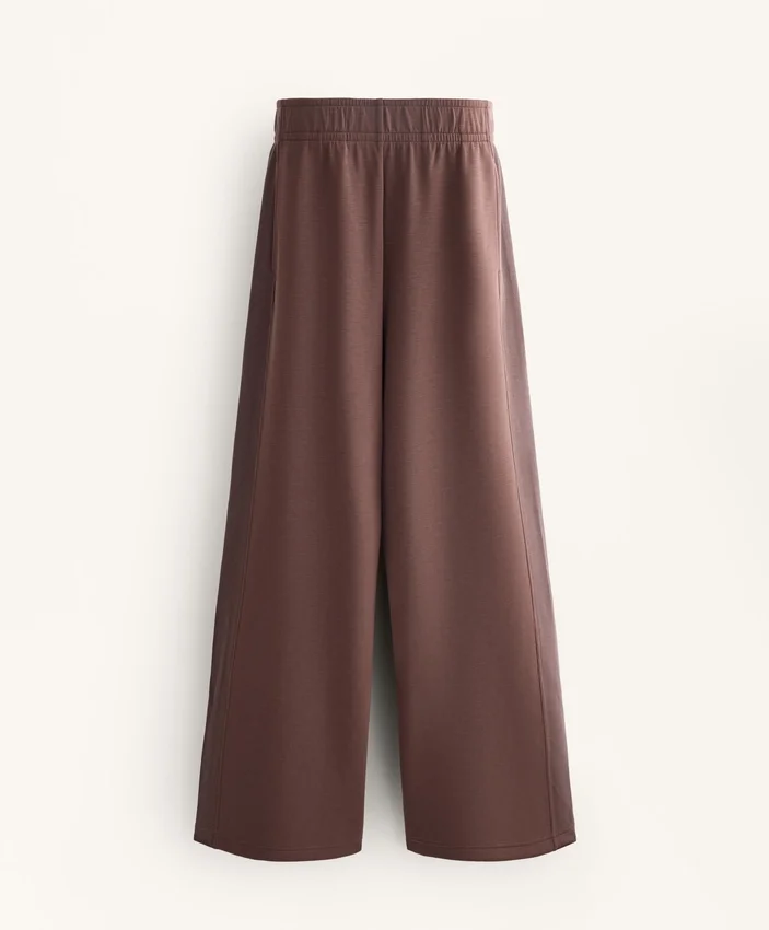 Pantalon droit à jambes larges en modal brossé Pantalon droit à jambes larges en modal brossé