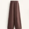 Pantalon droit à jambes larges en modal brossé Pantalon droit à jambes larges en modal brossé