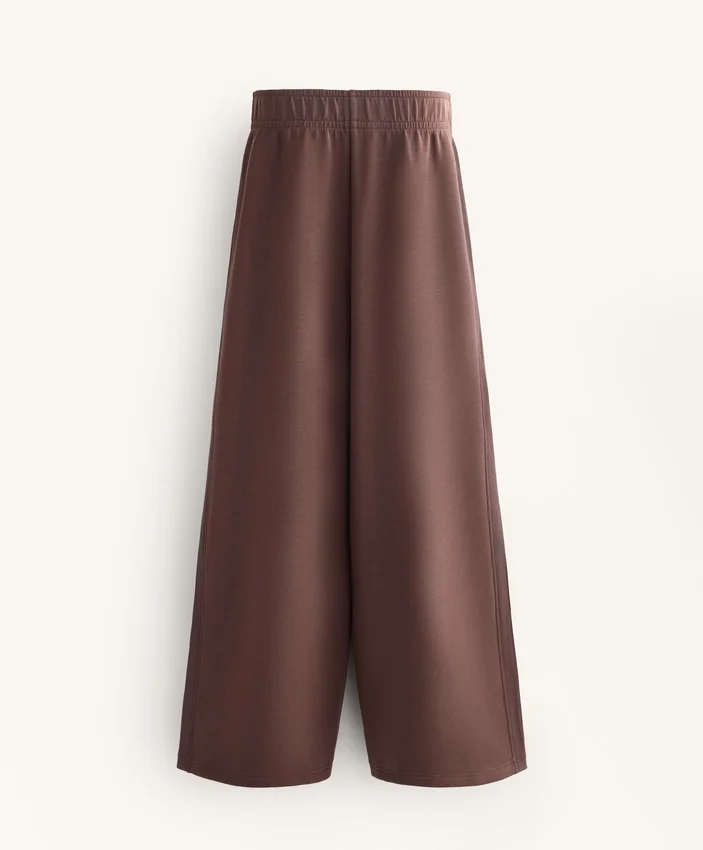 Pantalon droit à jambes larges en modal brossé Pantalon droit à jambes larges en modal brossé